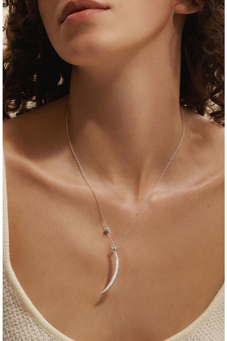Illuminated Path Silver Moon Necklace, Alternate, color, Silver