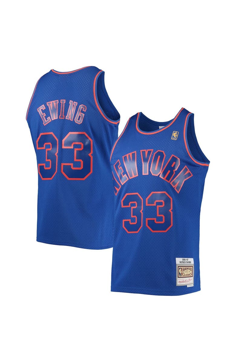 Mitchell & Ness Men's Mitchell & Ness Patrick Ewing Blue New York Knicks 1996/97 Hardwood Classics Swingman Jersey, Main, color,