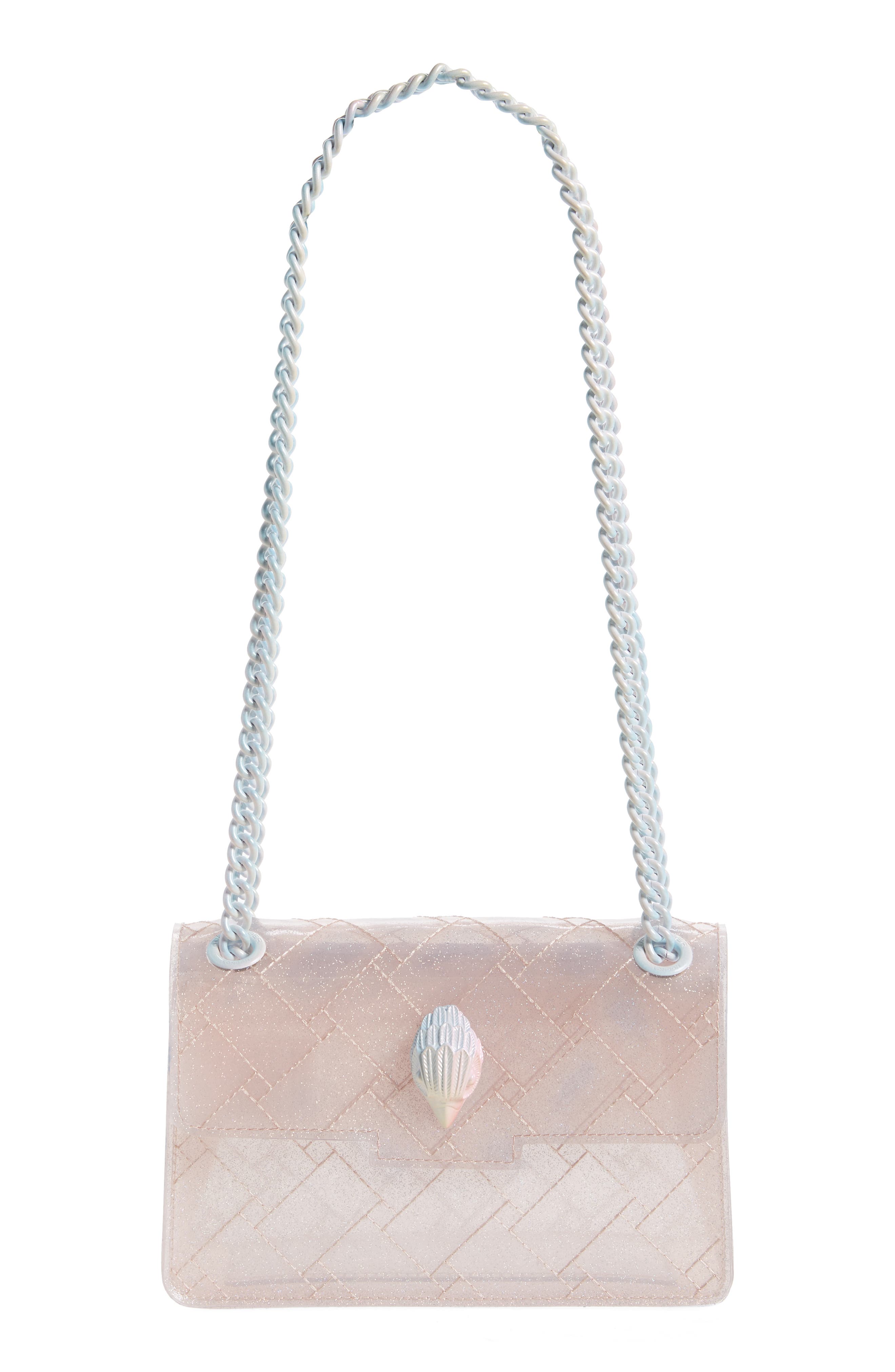Kurt Geiger London Mini Kensington Glitter Convertible Shoulder Bag, Main, color, Pale Pink