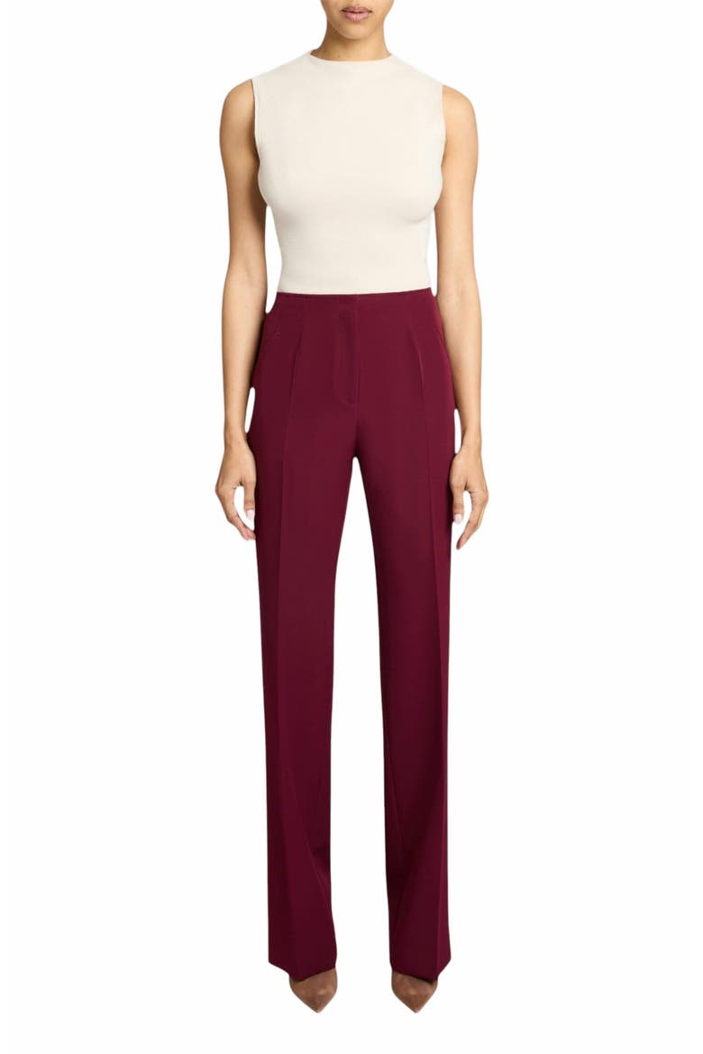 DELLA Staight Leg Pants with Slanted Pockets in Soft Stretch Crepe, Main, color, CHERRY COLA