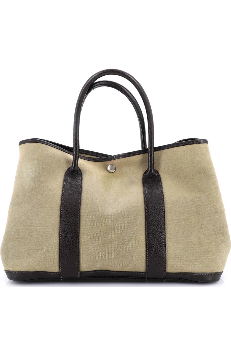 Pre-Owned Hermes Garden Party Tote Toile and Leather 36, Main, color, Kaki