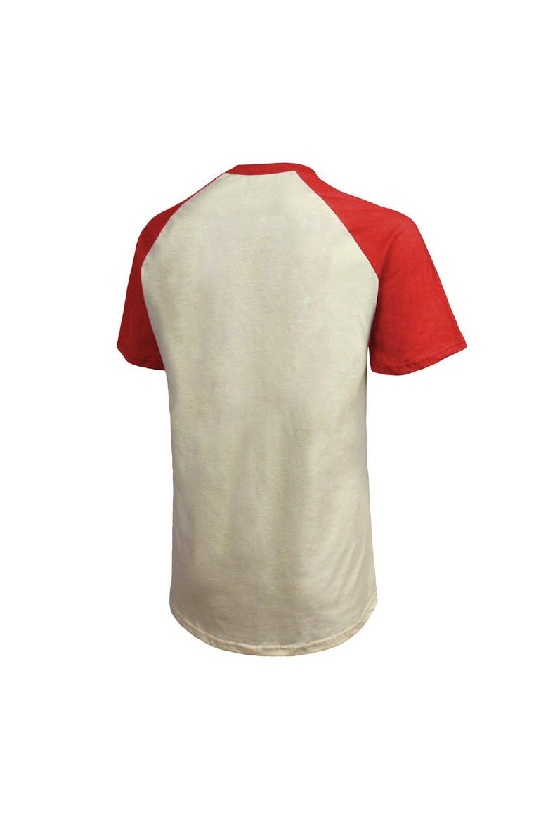 Men's Majestic Threads Cream/Red Kansas City Chiefs Super Bowl LVII Goal Line Stand Raglan T-Shirt, Alternate, color, Cream