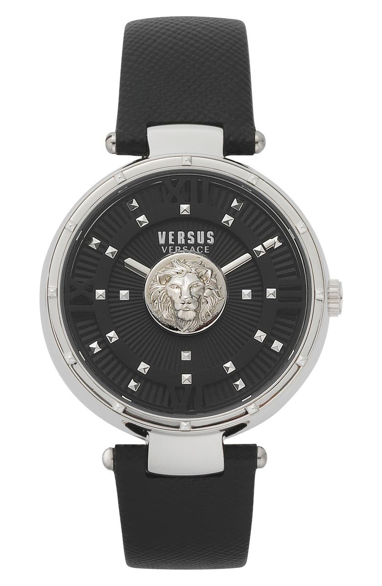VERSUS Versace Moscova Leather Strap Watch, 38mm, Main, color,