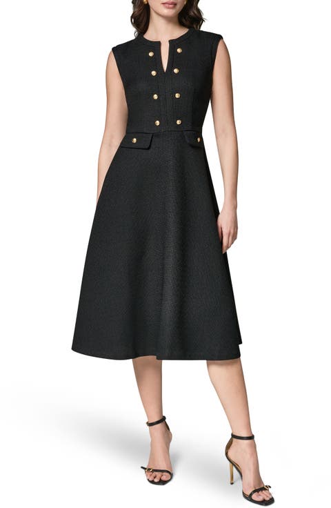 Split Neck Fit & Flare Knit Dress