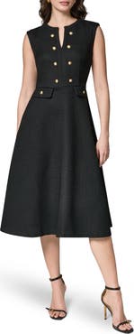 Donna Karan New York Split Neck Fit & Flare Knit Dress