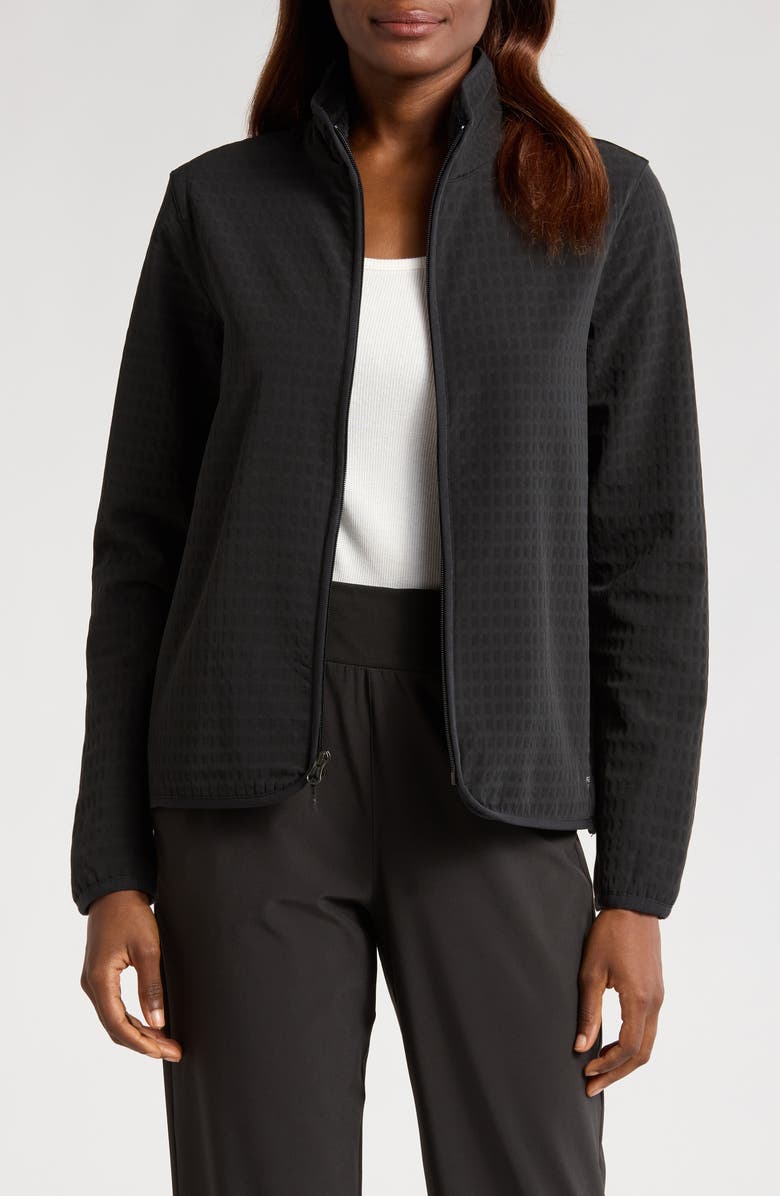 Free Fly Grid Bonded Fleece Zip Jacket, Main, color, Black