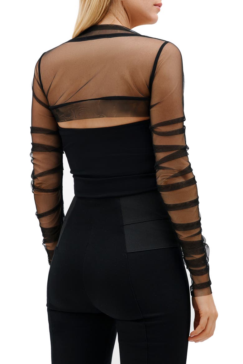 Madison Sheer Mesh Bolero, Alternate, color, BLACK