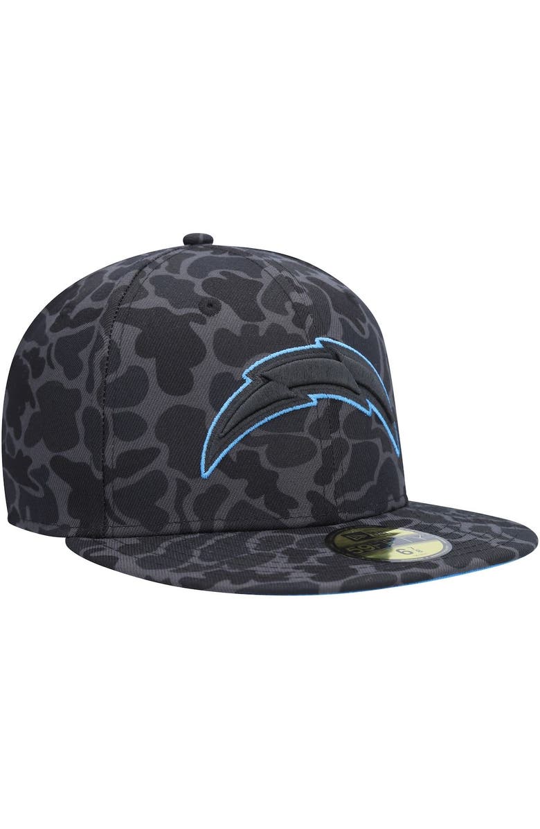 New Era Men's New Era Black Los Angeles Chargers Amoeba Camo 59FIFTY Fitted Hat, Alternate, color,