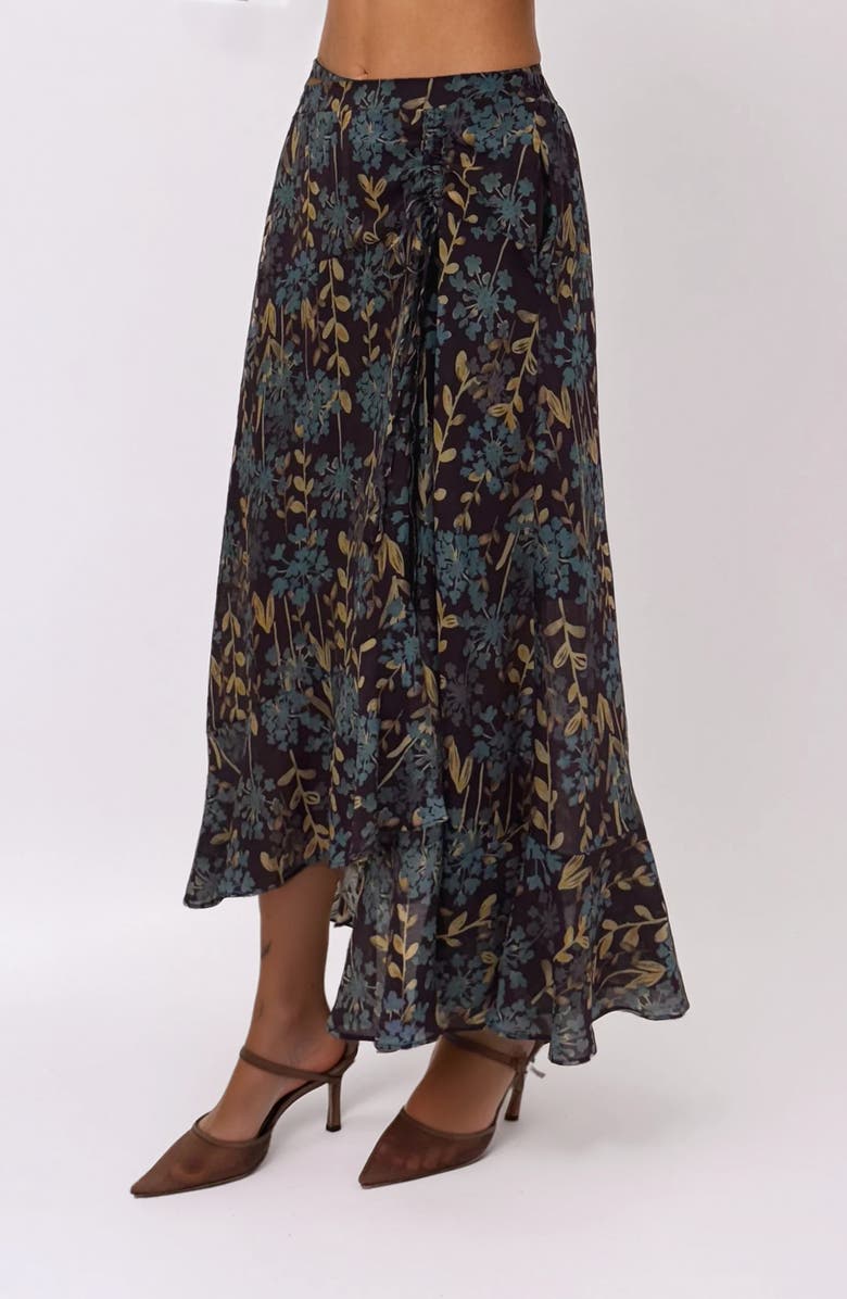 MELLODAY Organza Midi Skirt, Alternate, color, Burgundy Multi