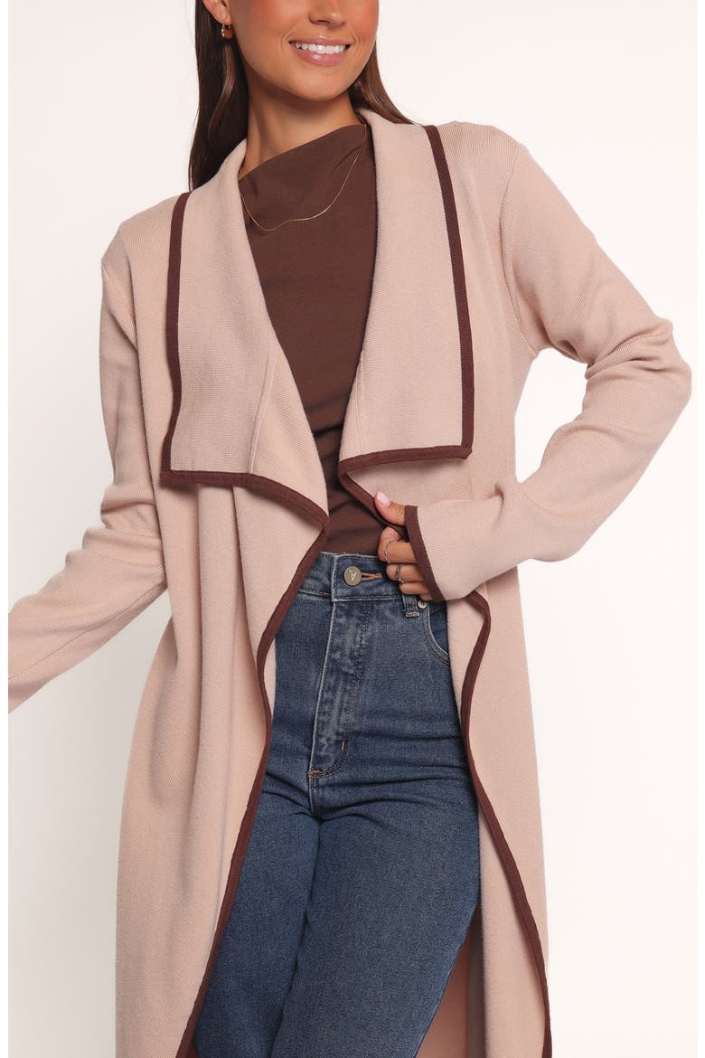 Vallis Contrast Trim Cardigan, Alternate, color, BEIGE