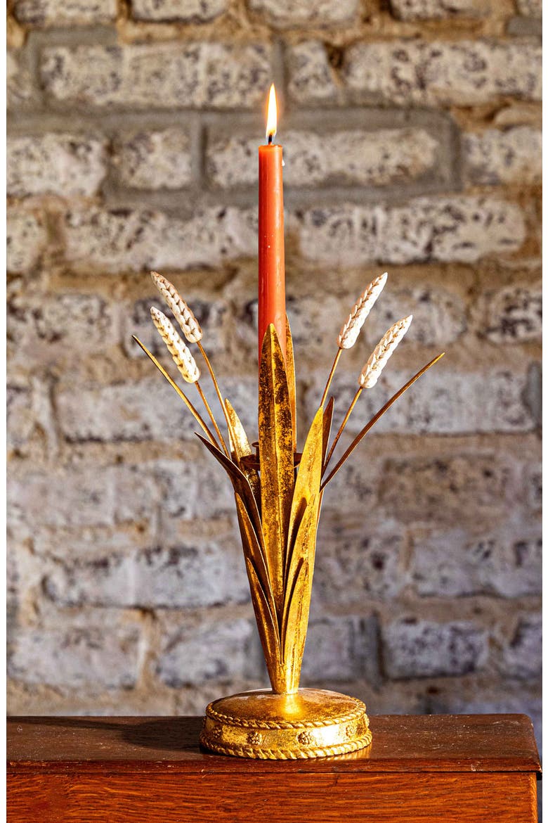 Forest Walk Wheat 13-Inch Candleholder, Alternate, color, GOLD