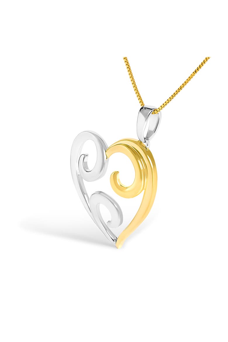 10K Yellow Gold Over Silver Open Heart with Swirls Box Chain Pendant Necklace, Alternate, color, Yellow