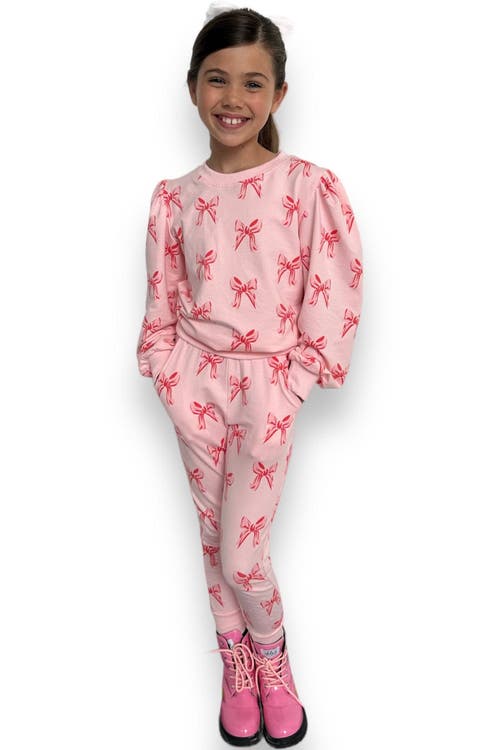 Lola + The Boys Ribbon Puff Sleeve Set In Pink