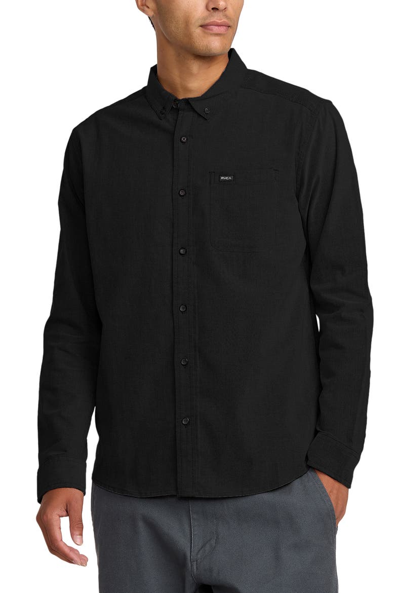 That'll Do Stretch Cotton Blend Button-Down Shirt, Main, color, BLACK NEW