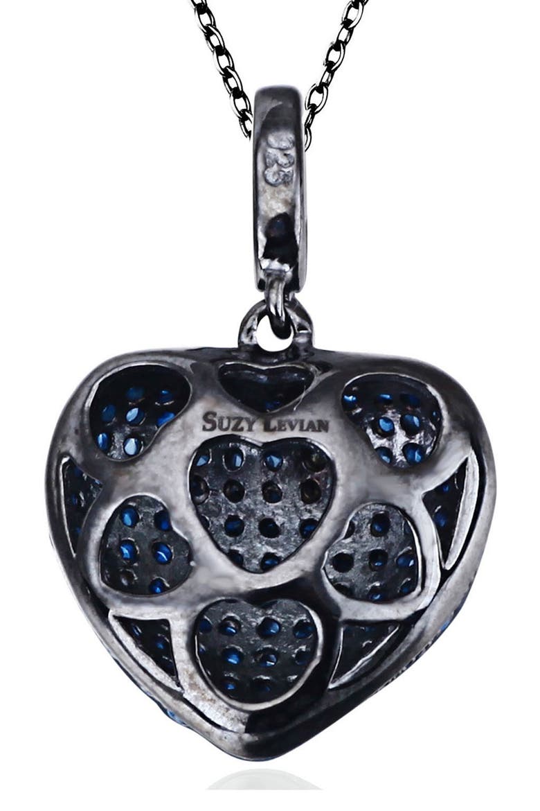 Blue Sterling Silver CZ Heart Pendant Necklace, Alternate, color, BLUE