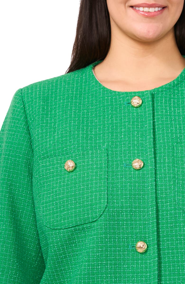 CeCe Collarless Tweed Jacket, Alternate, color, Medium Green