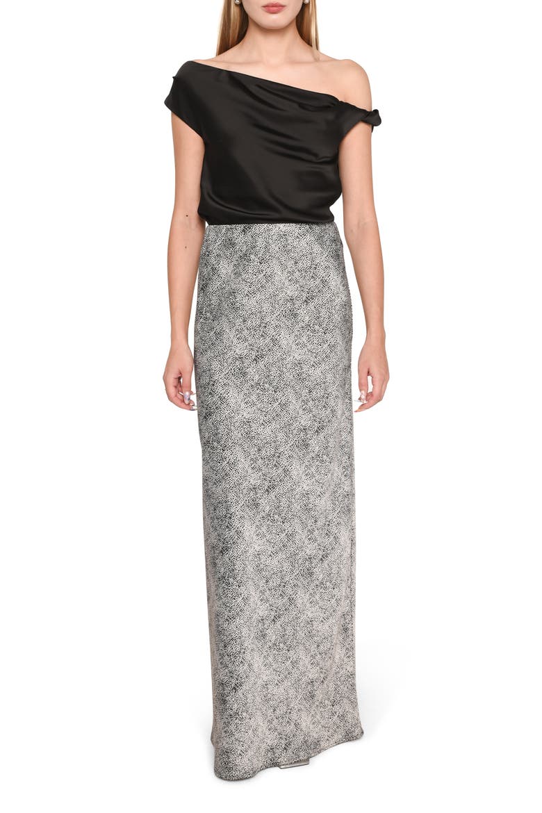 Twist One-Shoulder Satin Blouse, Alternate, color, BLACK