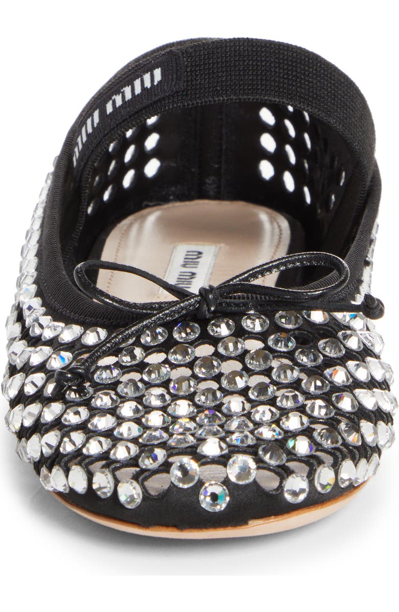 Miu Miu Crystal Embellished Fishnet Mary Jane Ballet Flat, Alternate, color,