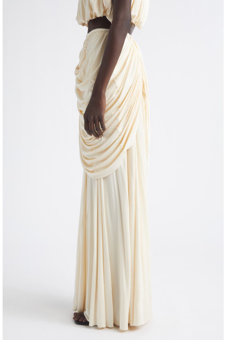 Effie Draped Silk Maxi Skirt, Alternate, color, BONE