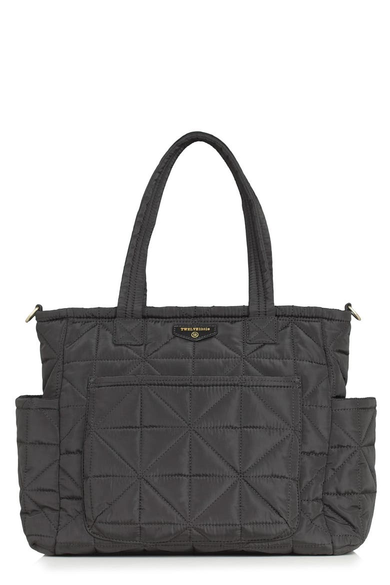 'Love' Water Resistant Nylon Diaper Tote, Main, color, BLACK