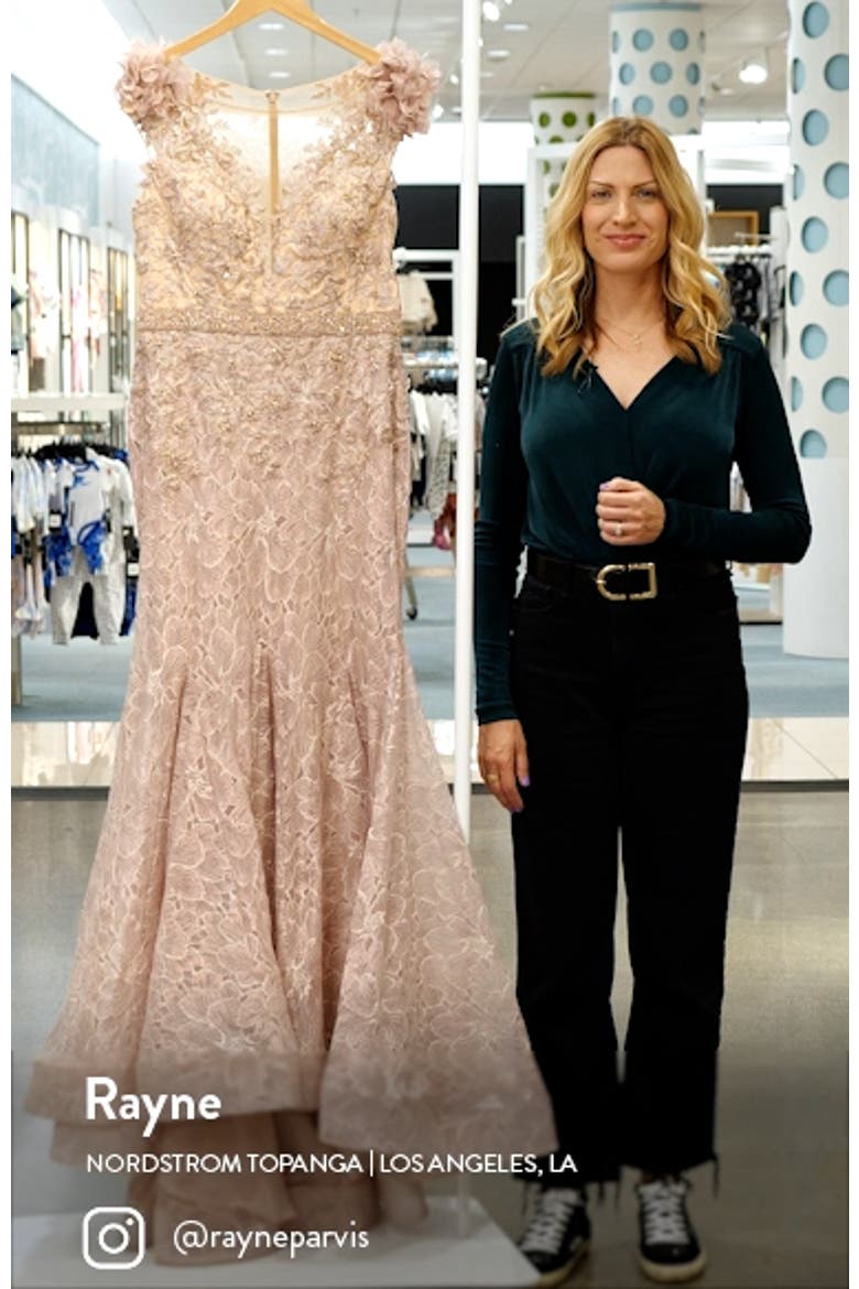 Embroidered Illusion Appliqued Bodice Trumpet Gown video