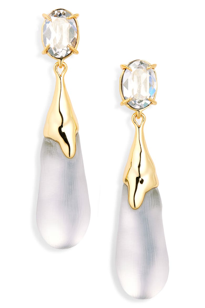 Bonbon Crystal Small Teardrop Earrings, Main, color, PEWTER