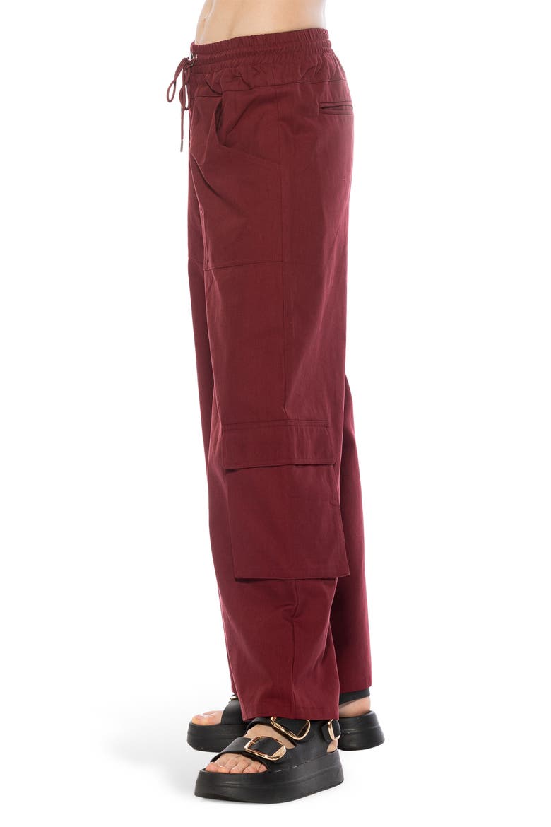 Evren Drawstring Waist Cargo Pants, Alternate, color, BURGUNDY