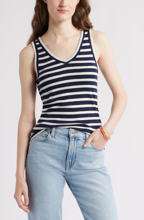 V-Neck Cotton Blend Tank Top