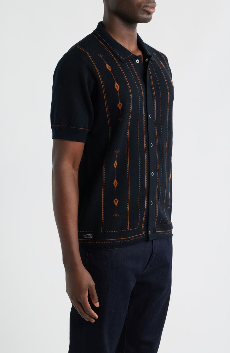 Percival Folio Short Sleeve Cotton Knit Snap-Front Shirt, Alternate, color, Dark Navy