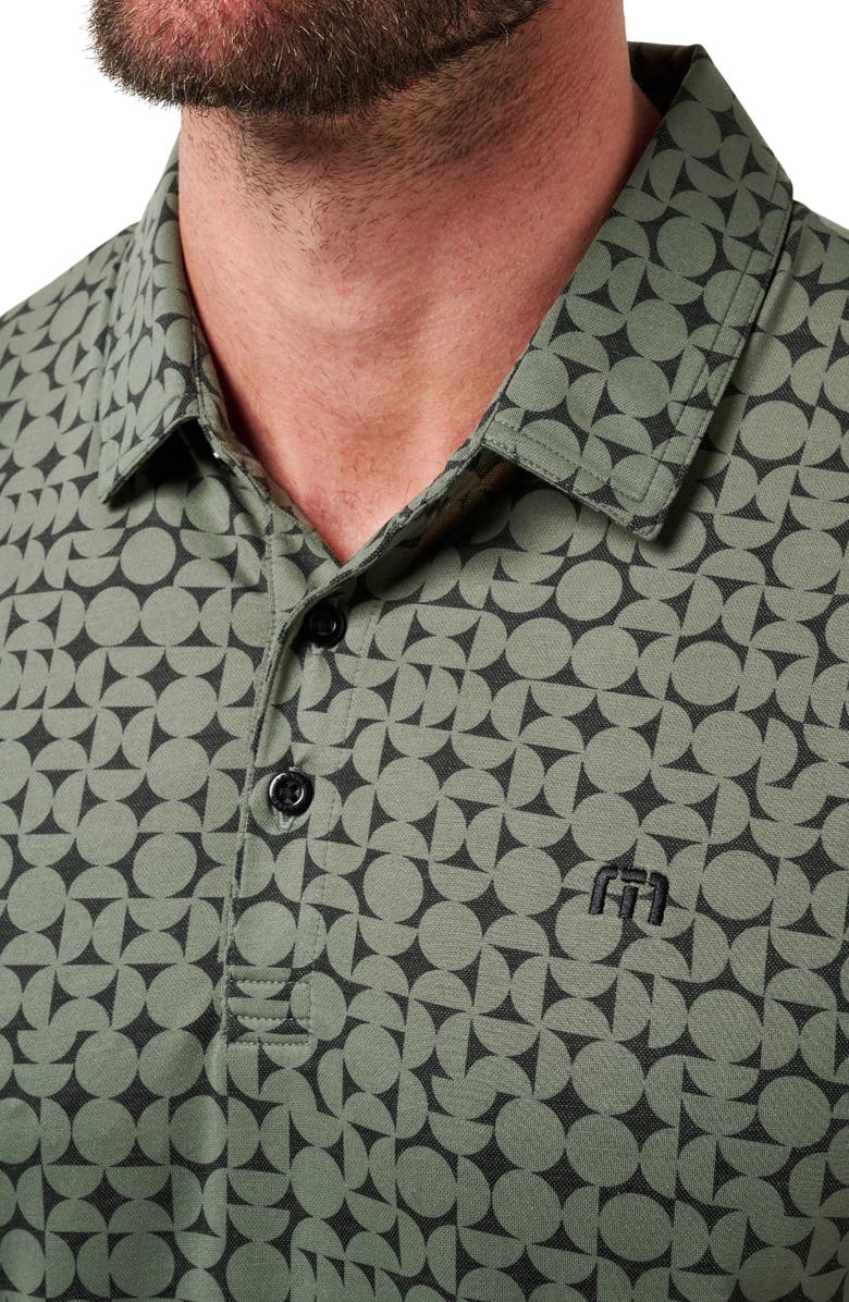 TravisMathew Featherweight Caves Patterned Polo, Alternate, color, Dark Olive