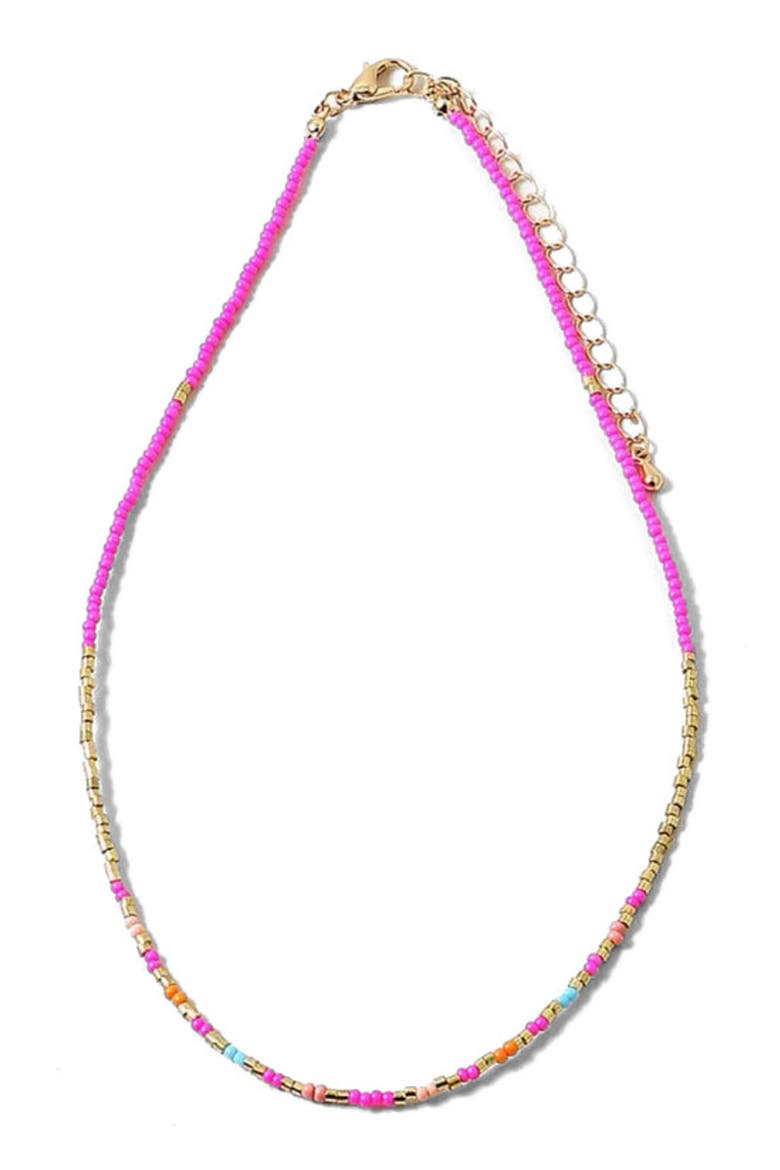 Hot Pink Beaded Necklace, Main, color, Pink