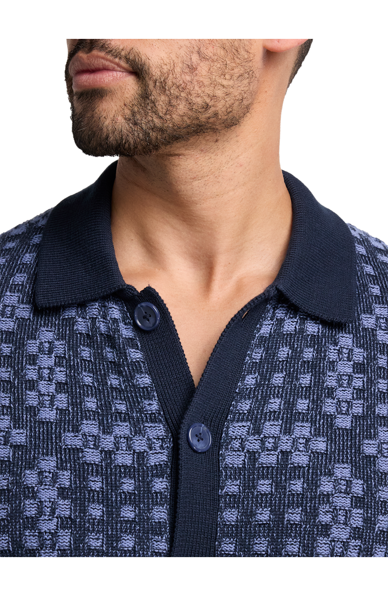 Paul Fredrick Cotton Button Front Polo Long Sleeve, Alternate, color, Navy