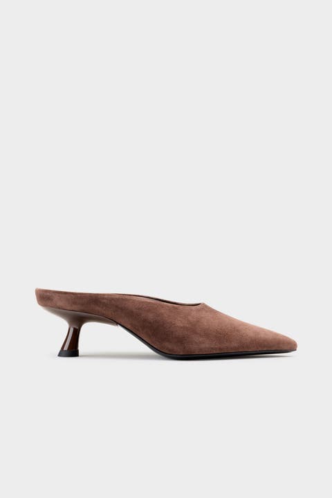 Suede Pointed Gala Mule - Chocolate