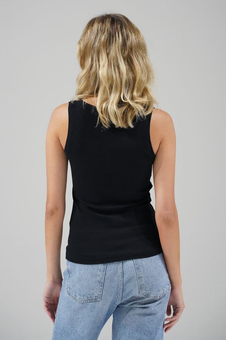 V Slim Ribbed Tank, Alternate, color, Black