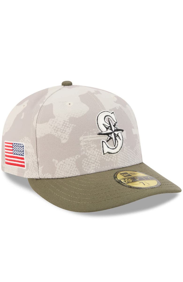 New Era Men's New Era Light Beige/Olive Seattle Mariners 2025 Armed Forces Day 59FIFTY Fitted Hat, Main, color, Light Beige
