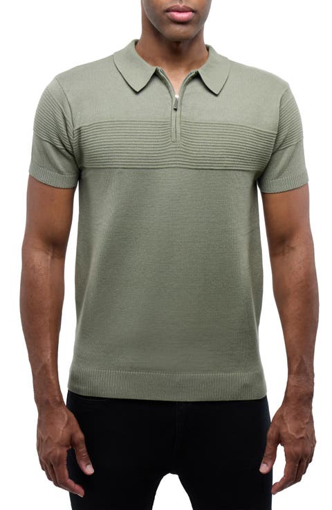 Ottoman Accent Short Sleeve Half-Zip Sweater