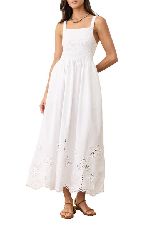 Marine Layer Selene Fit & Flare Eyelet Embroidered Sundress In White