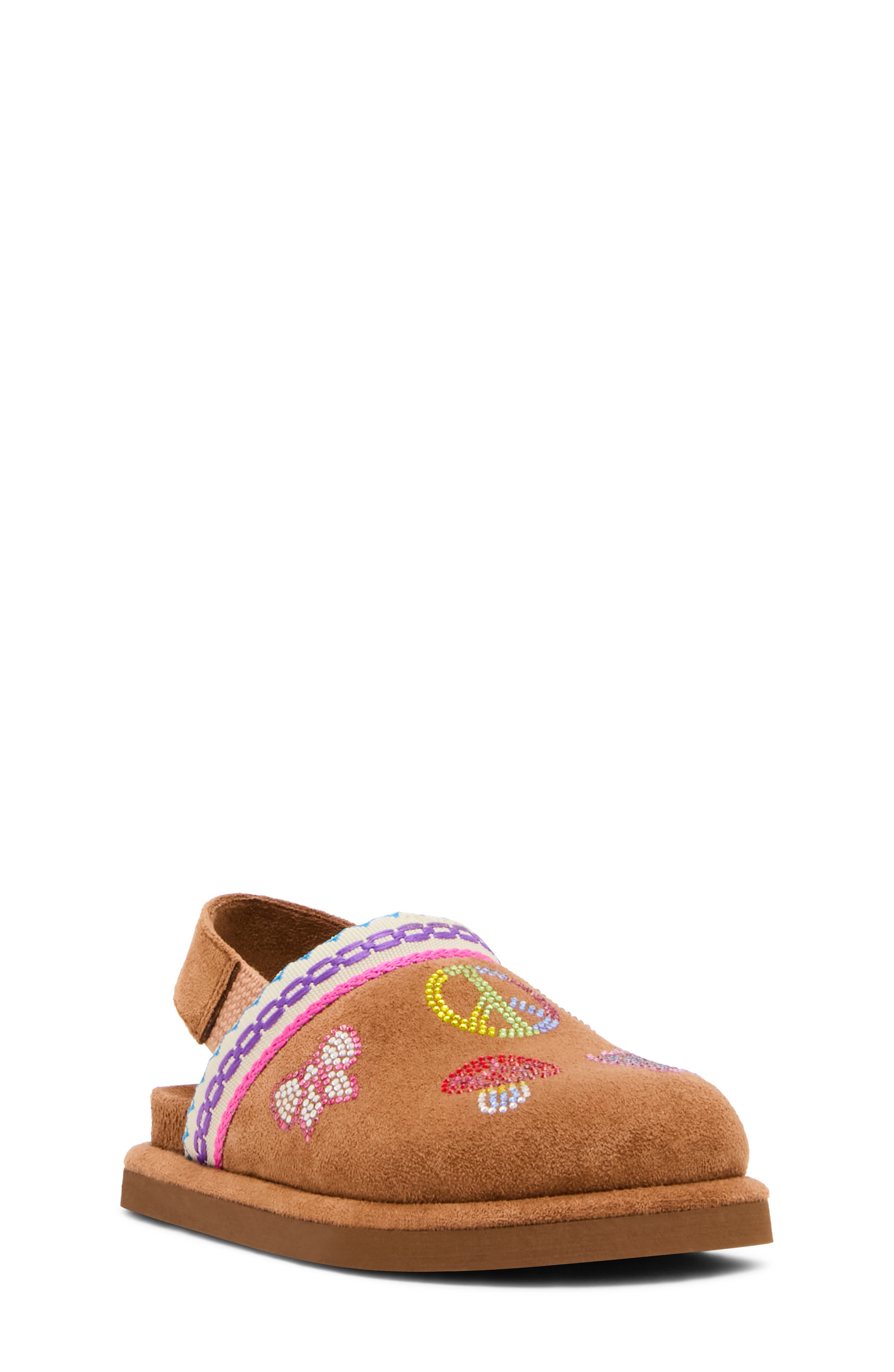 Kids' Tchip Faux Suede Clog, Main, color, COGNAC MULTI