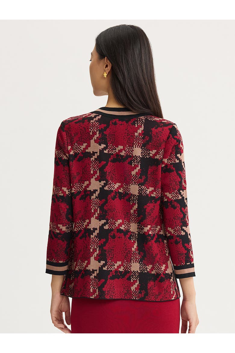 Heritage Houndstooth Knit Jacket, Alternate, color, Scarlet Red/Charmeuse/Black