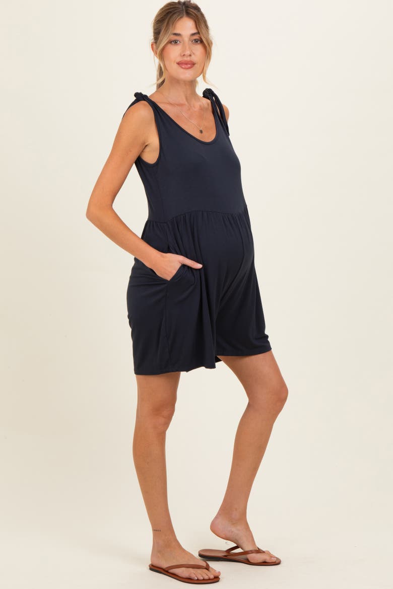 Knot Strap Romper, Alternate, color, Navy Blue