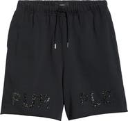 PURPLE BRAND Beaded Logo French Terry Shorts