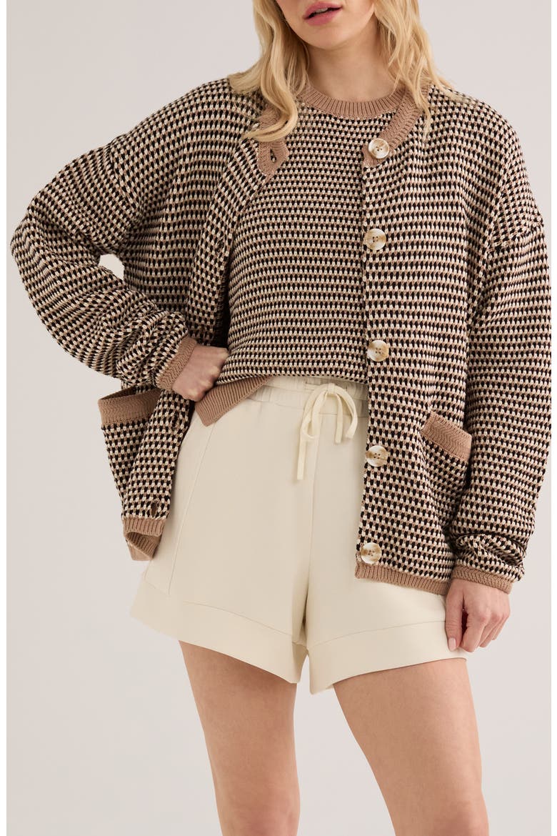 Tidewell Cotton Jacquard Cardigan, Main, color, WARM TAUPE