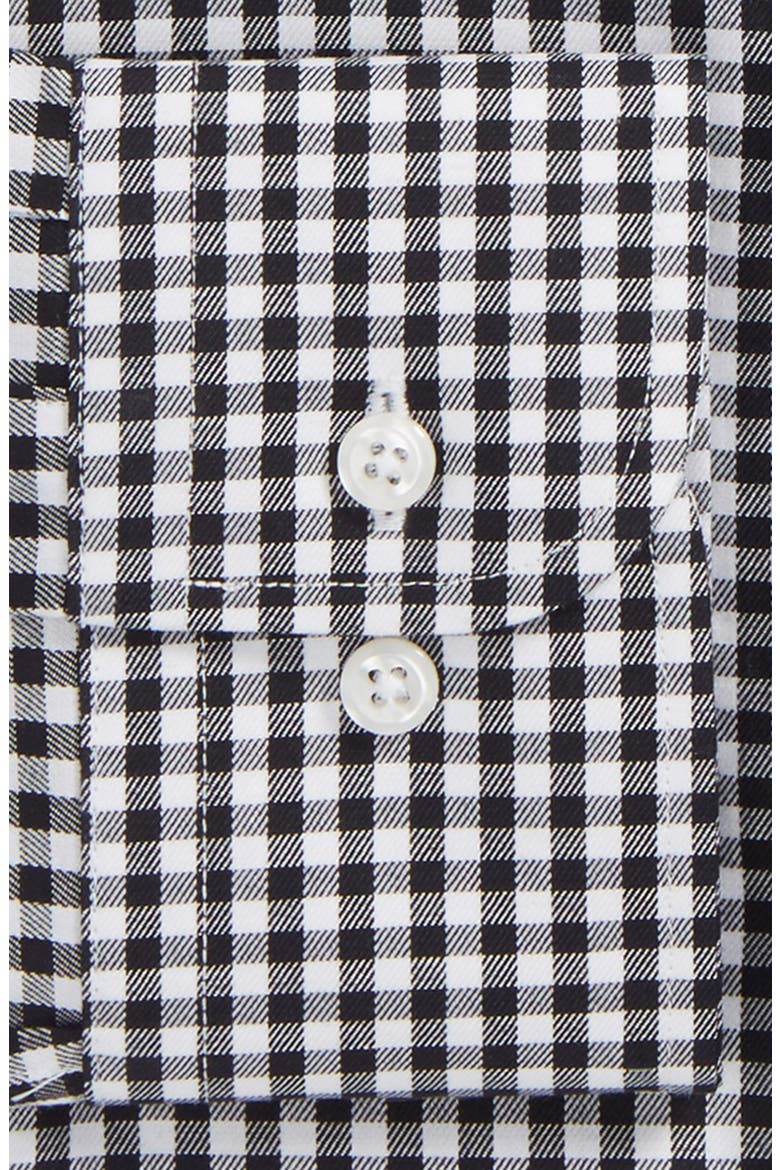 Nordstrom Extra Trim Fit Non-Iron Check Dress Shirt, Alternate, color, BLACK ROCK