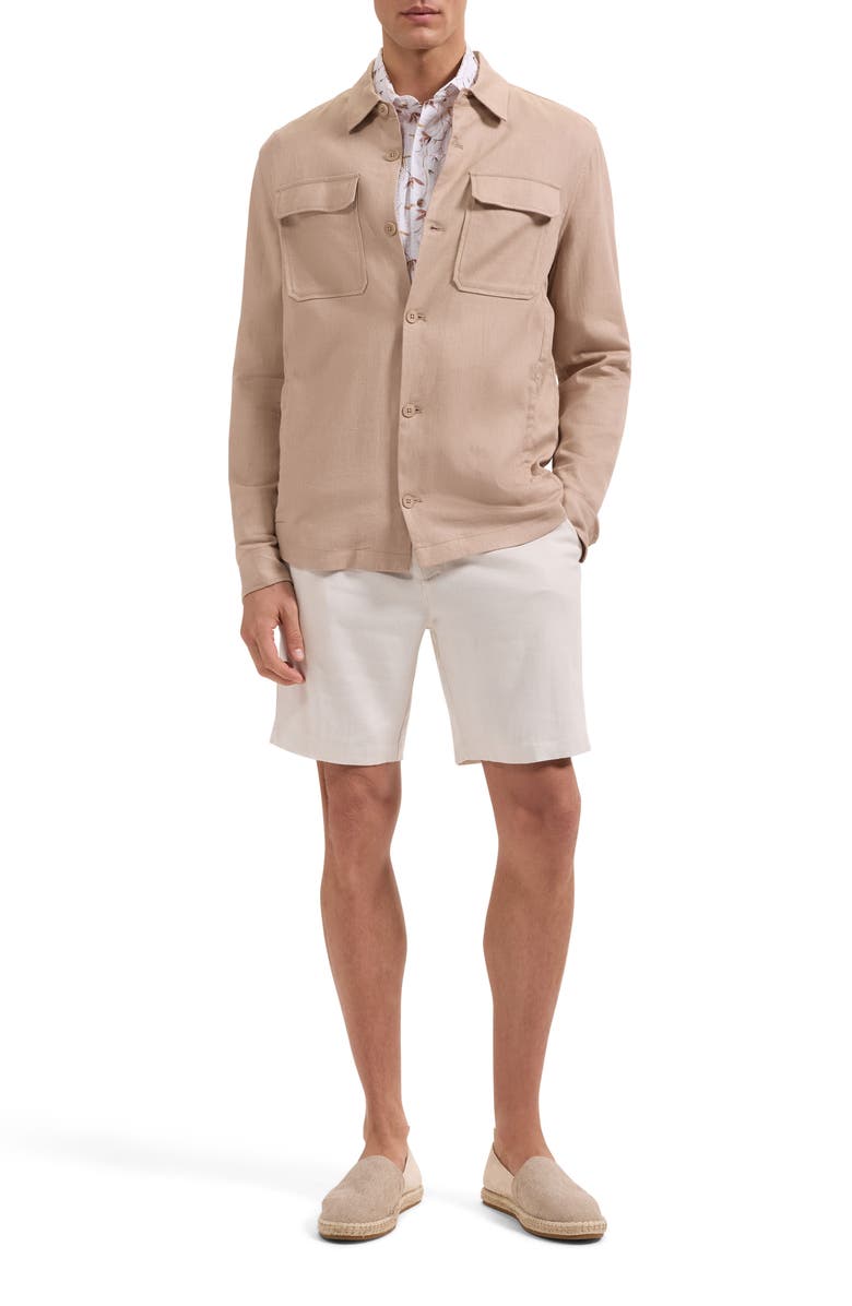 Bugatchi Aerolinen Linen Blend Shirt Jacket, Alternate, color, Desert