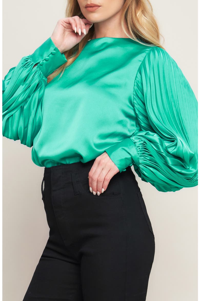 Solid Woven Long Sleeve Top, Alternate, color, TEAL GREEN