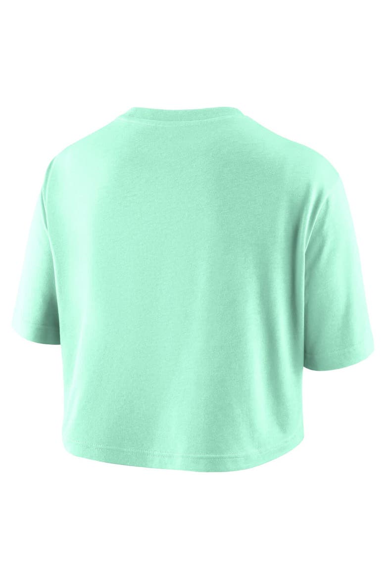Women's Nike  Mint New York Liberty Basketball Tonal Wordmark Cropped T-Shirt, Alternate, color, Mint