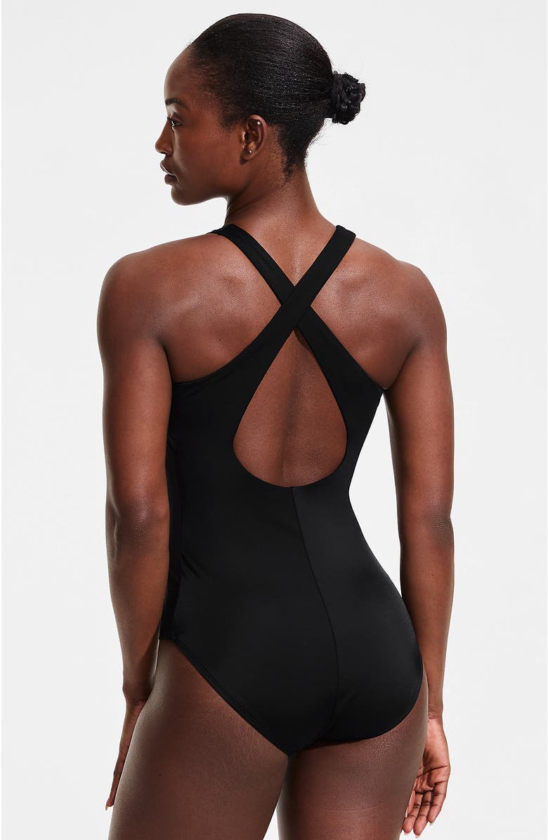 Lands' End Tugless Contour One Piece, Alternate, color, Black/White