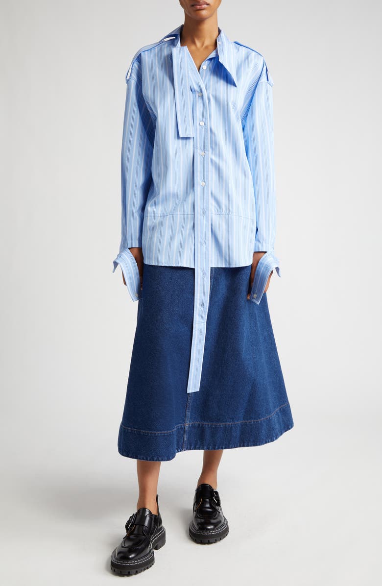 Meryll Rogge Stripe Deconstructed Button-Up Shirt, Alternate, color, 