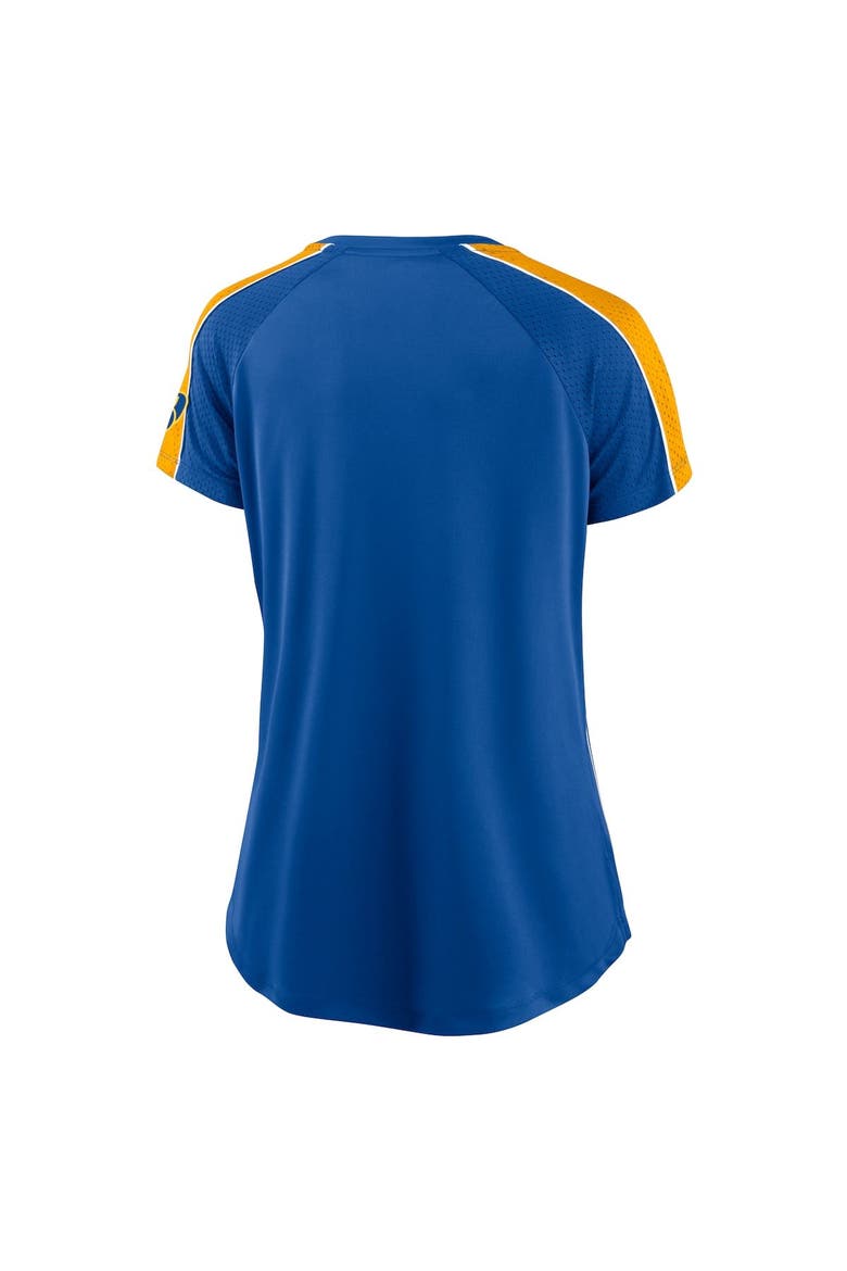 Women's Fanatics Branded Royal/Gold Milwaukee Brewers True Classic League Diva Pinstripe Raglan V-Neck T-Shirt, Alternate, color, Royal