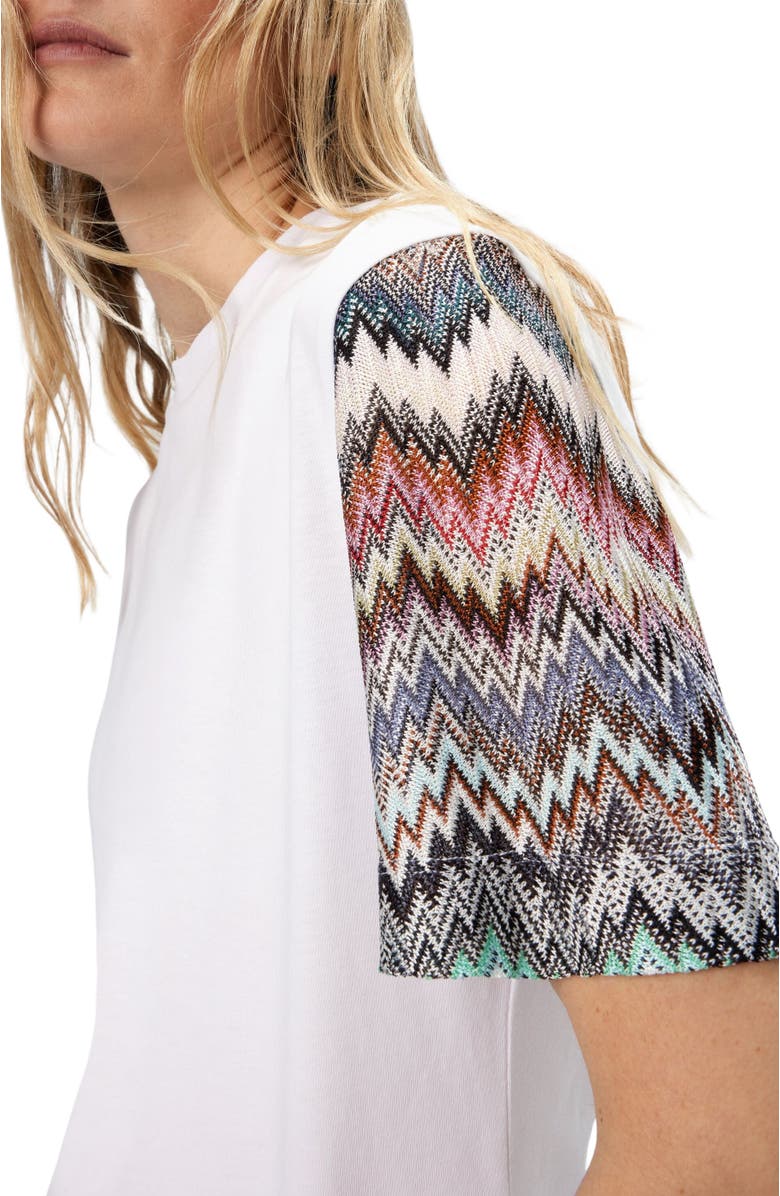 Missoni Short Sleeve T-shirt With Snake Pattern Insert, Alternate, color, White